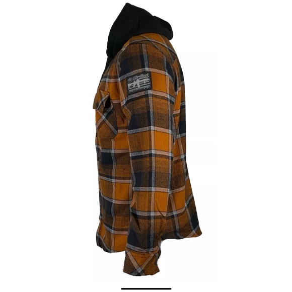 Howitzer Style Men's Flannel Hooded Shacket ARTILLERY Military Grunt Biker - Picture 7 of 17